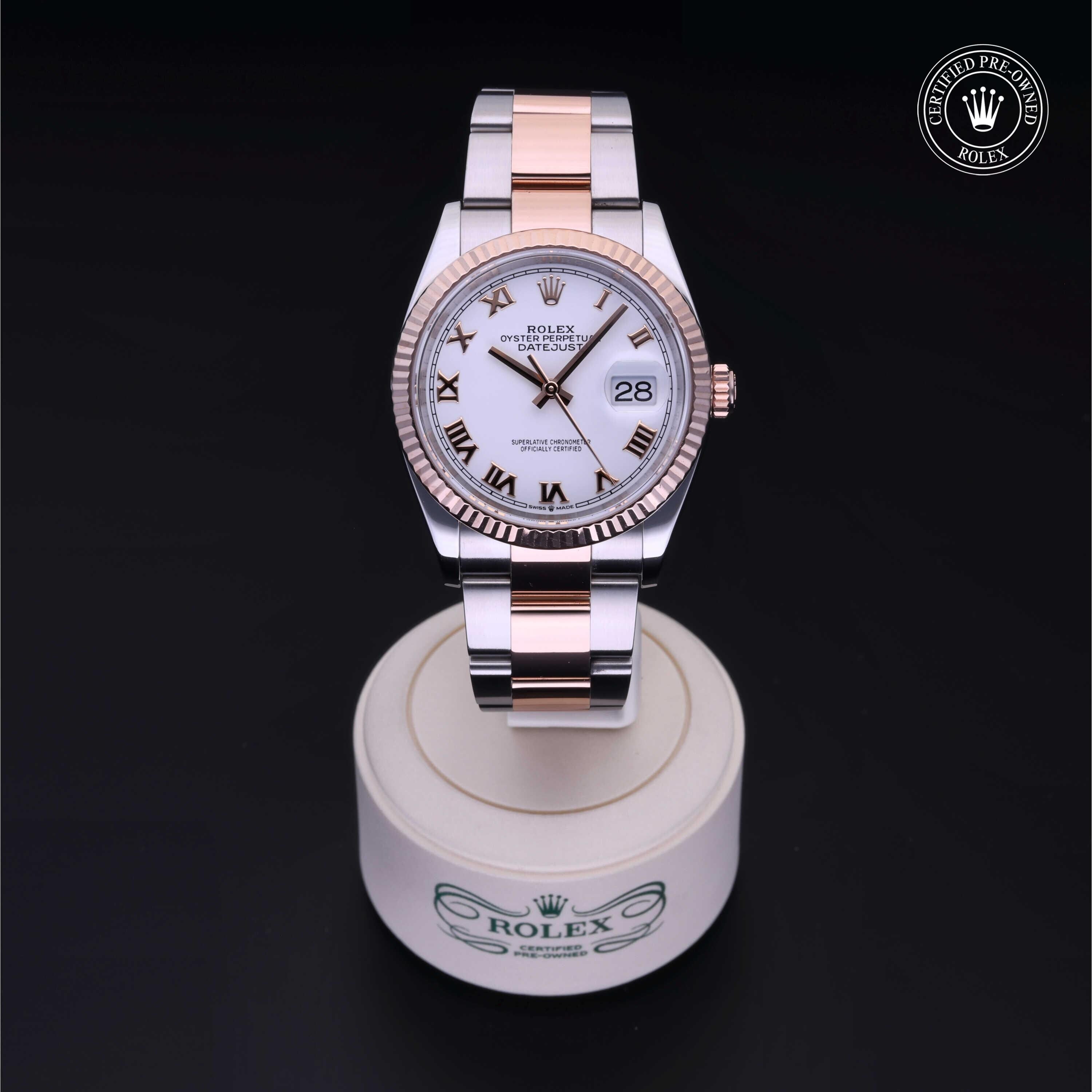 Rolex Certified Pre-owned Datejust M126231-0016 front on black background
