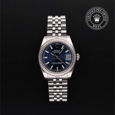 Rolex Certified Pre-owned Lady Datejust M178274-0037 front on black background