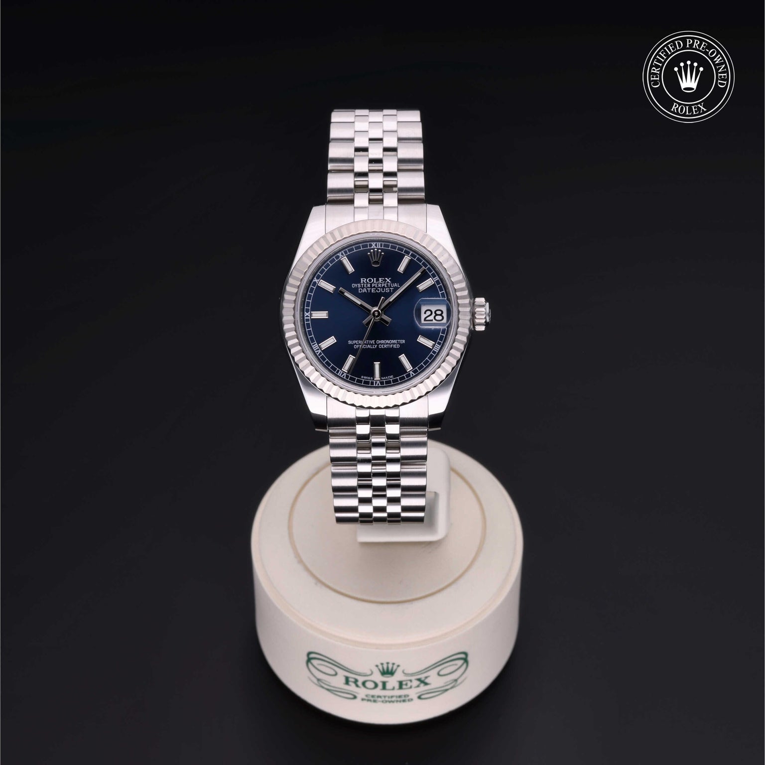 Rolex Certified Pre-owned Lady Datejust M178274-0037 front on black background