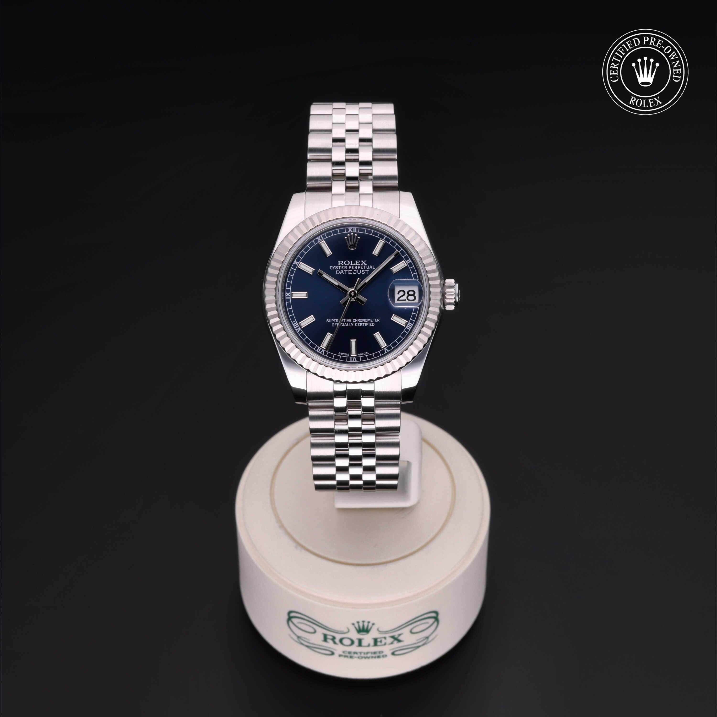 Rolex Certified Pre-owned Lady Datejust M178274-0037 front on black background