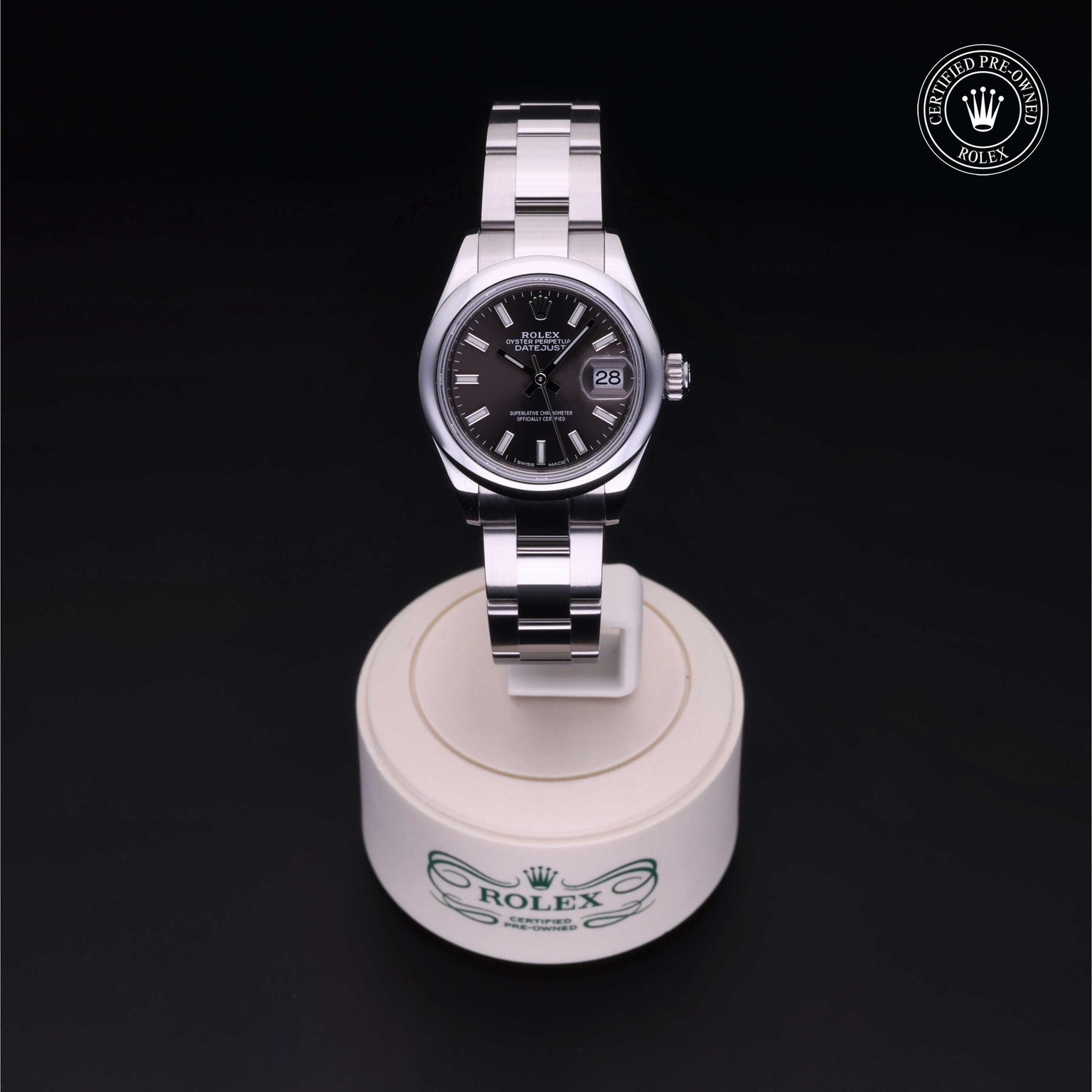 Rolex Certified Pre-owned Lady Datejust M279160-0010 front on black background