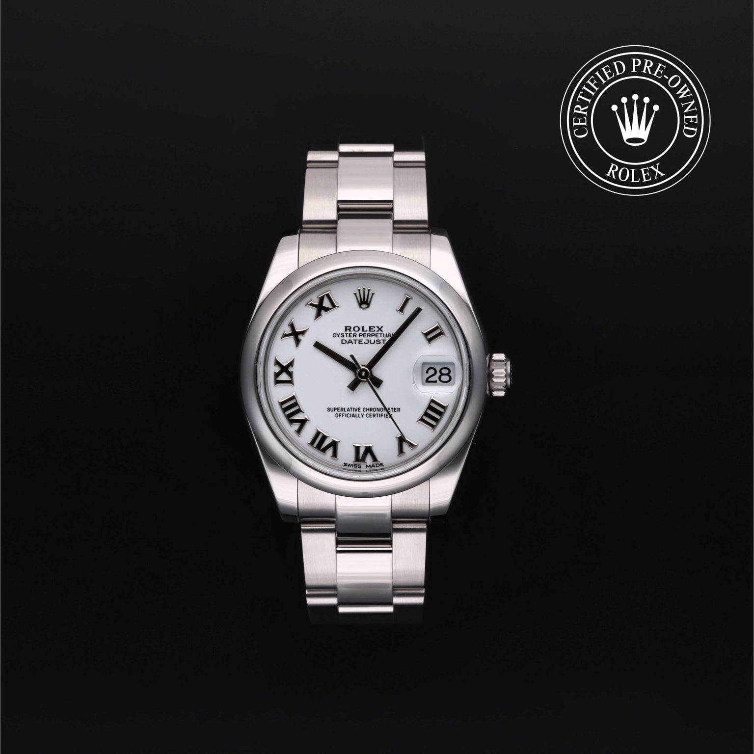 Rolex Certified Pre-owned Lady Datejust M178240-0031 front on black background