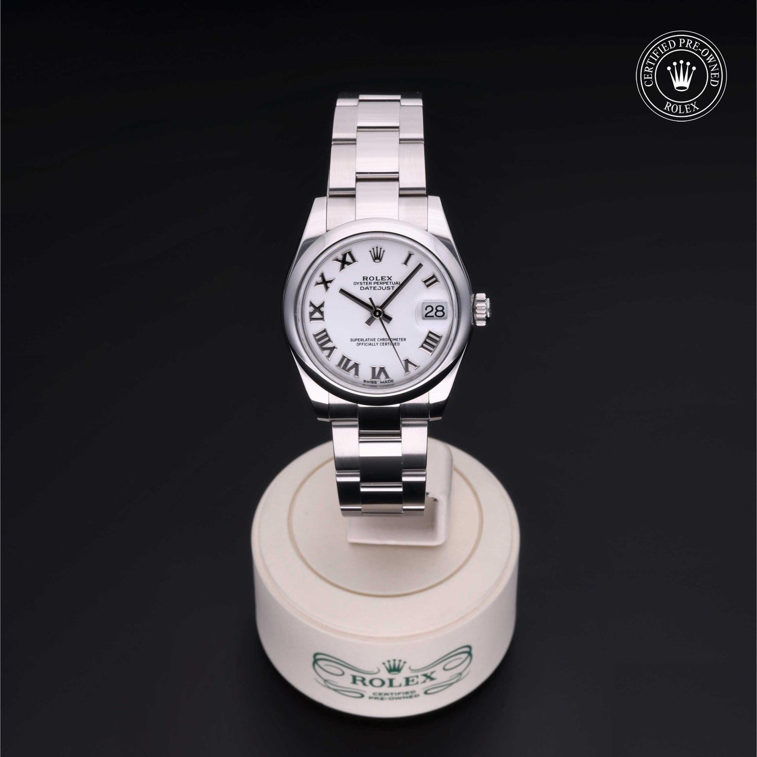 Rolex Certified Pre-owned Lady Datejust M178240-0031 front on black background