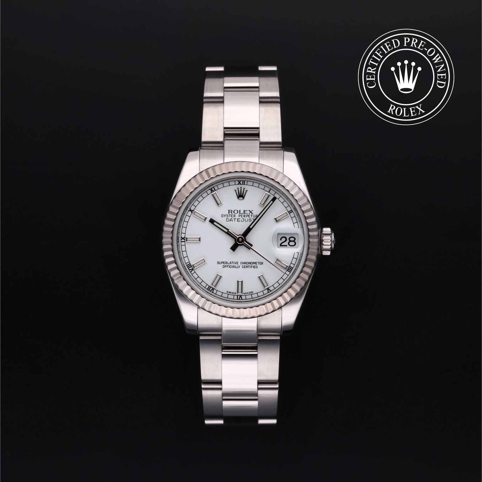 Rolex CPO Lady Datejust M178274 front on white background