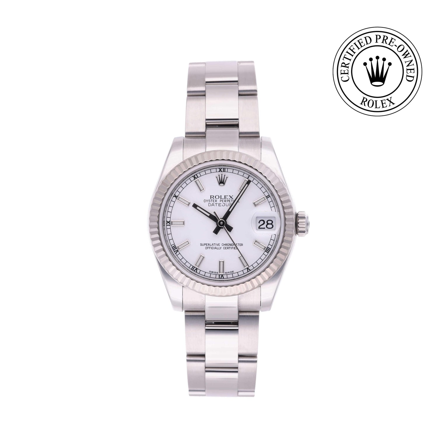 Rolex CPO Lady Datejust M178274 front on white background
