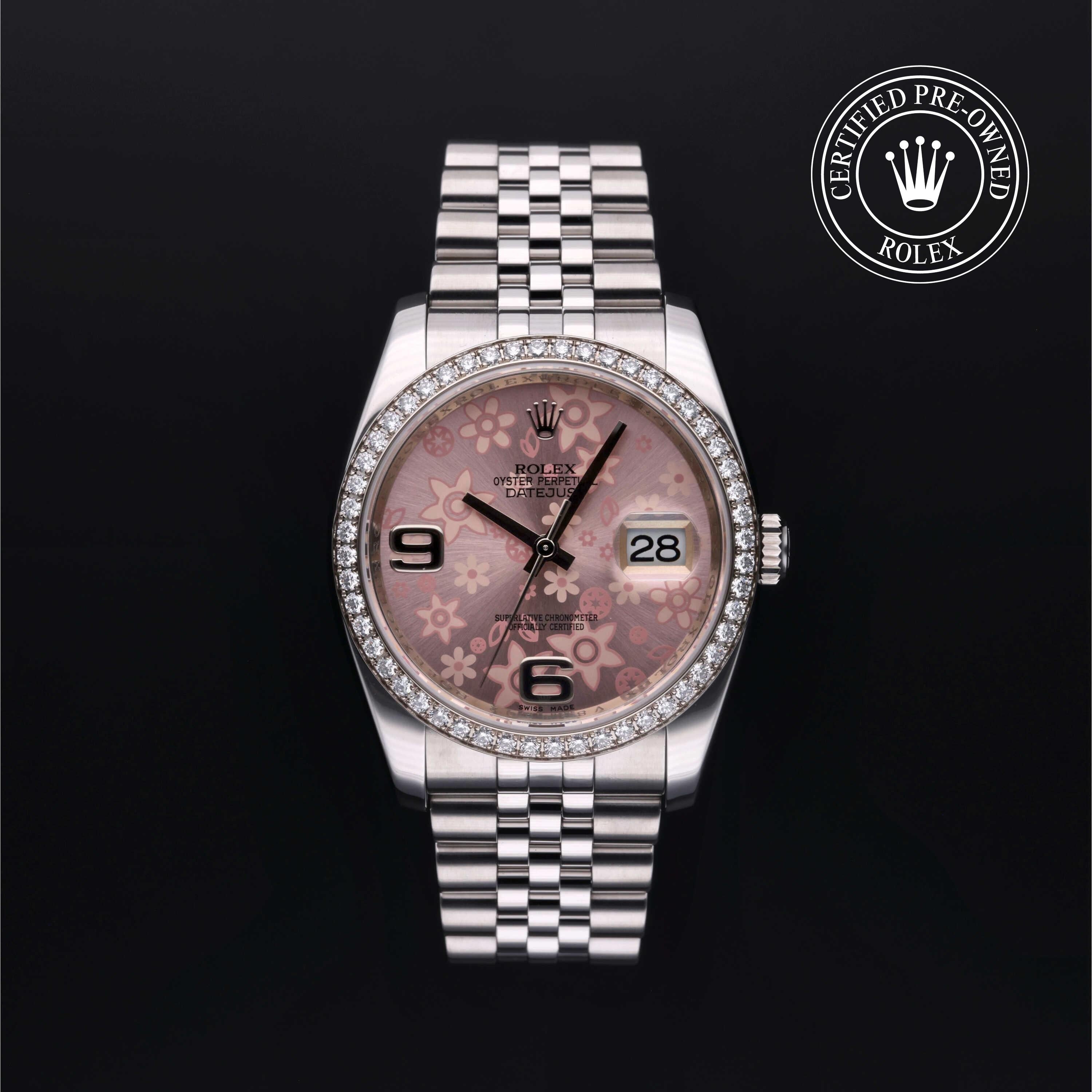 Rolex Certified Pre-owned Datejust M116244-0004 front on black background