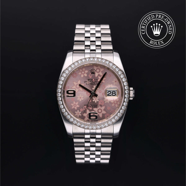 Rolex Certified Pre-owned Datejust M116244-0004 front on black background