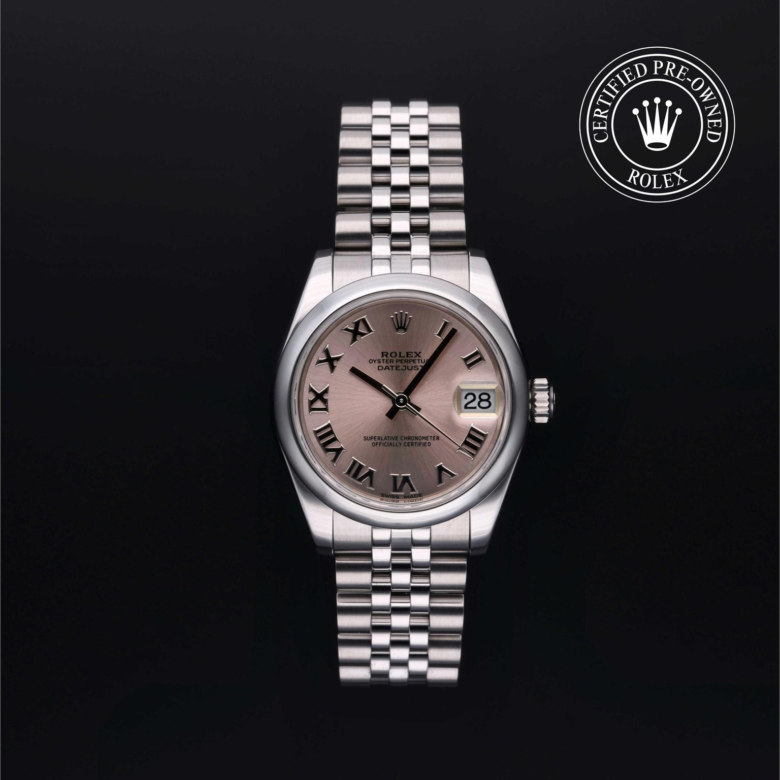 Rolex Certified Pre-owned Lady Datejust M178240-0005 front on black background
