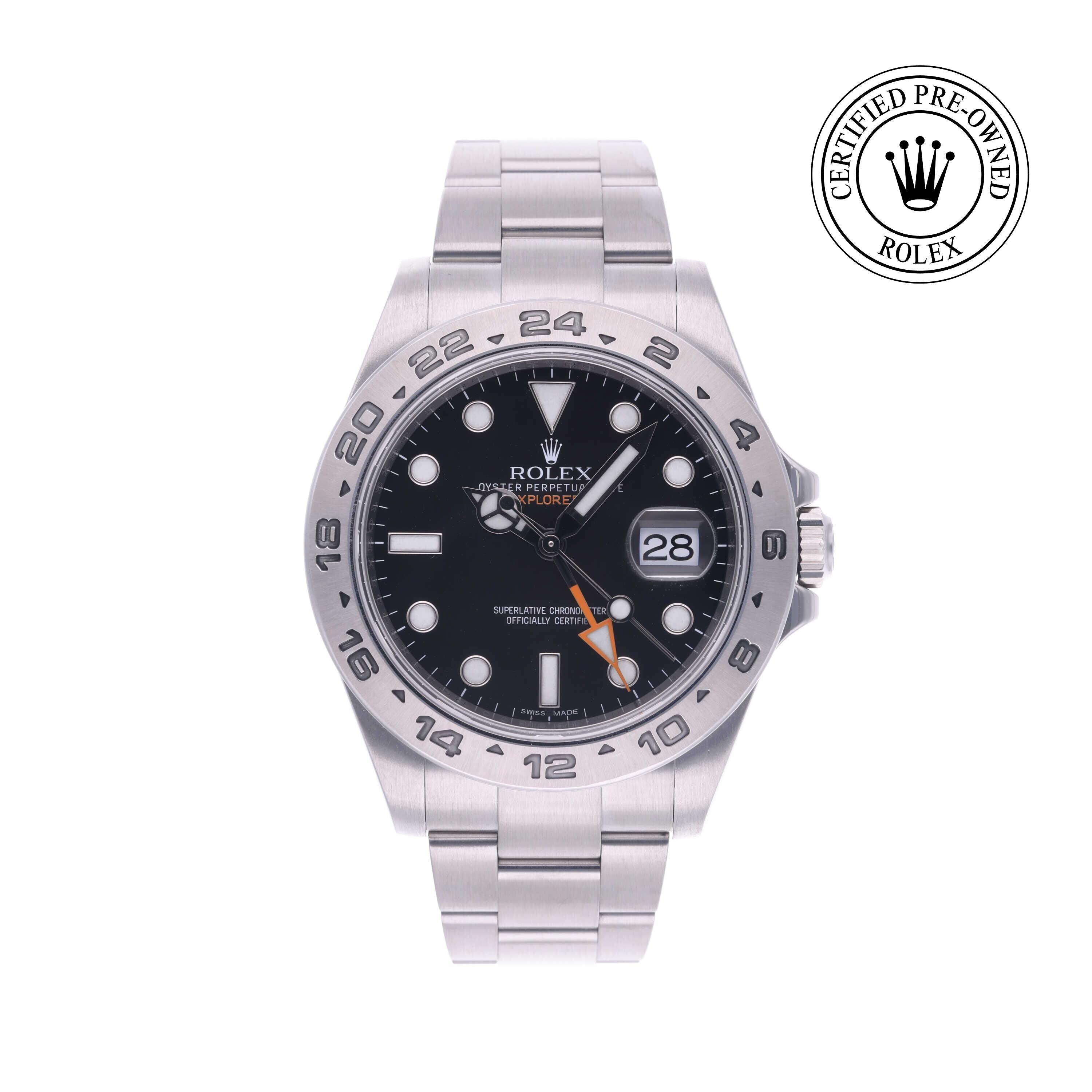 Rolex Certified Pre-owned Explorer M216570-0002 front on white background
