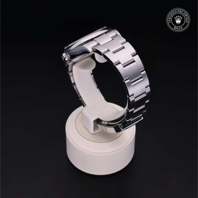 Rolex Certified Pre-owned Oyster Perpetual M126000-0009 front on black background