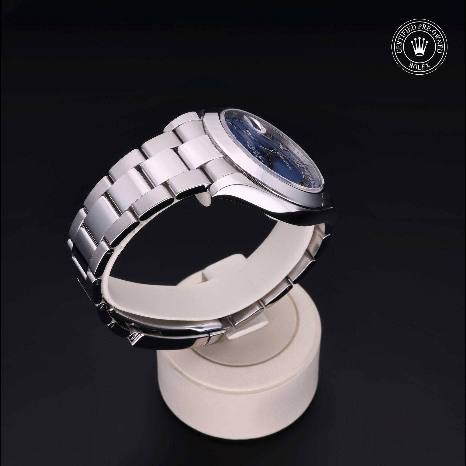 Rolex Certified Pre-owned Datejust M116300-0004 front on black background