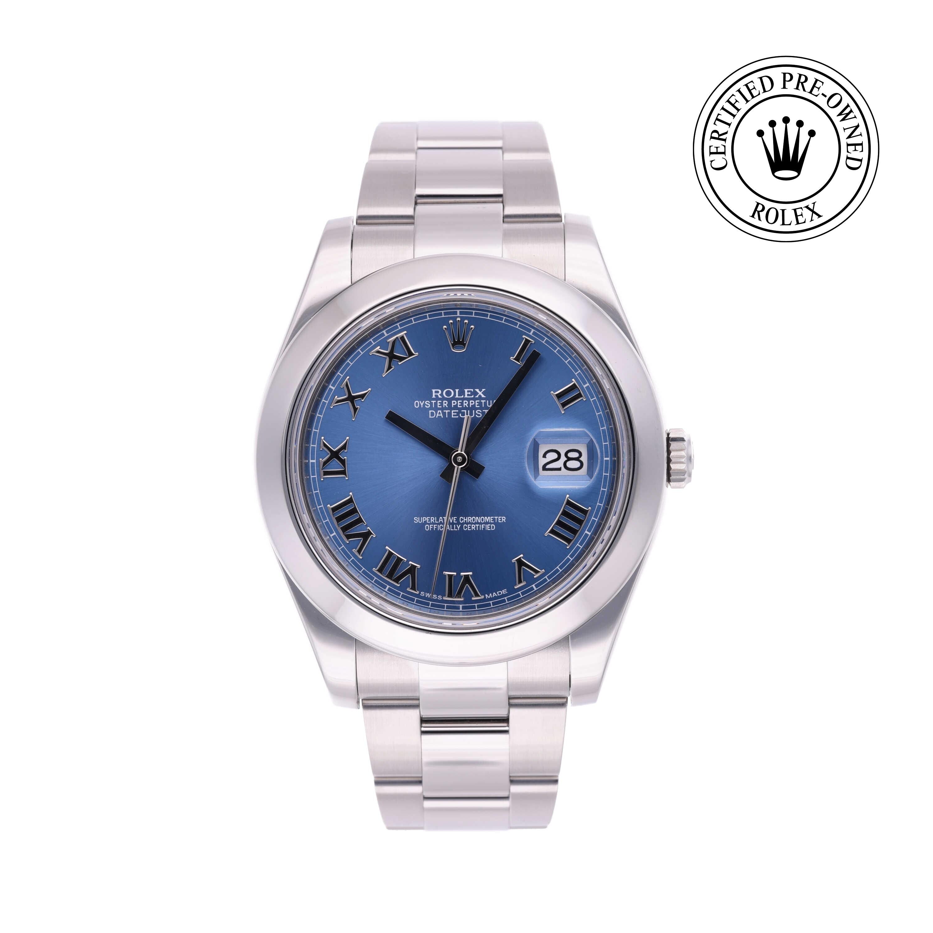 Rolex Certified Pre-owned Datejust M116300-0004 front on white background