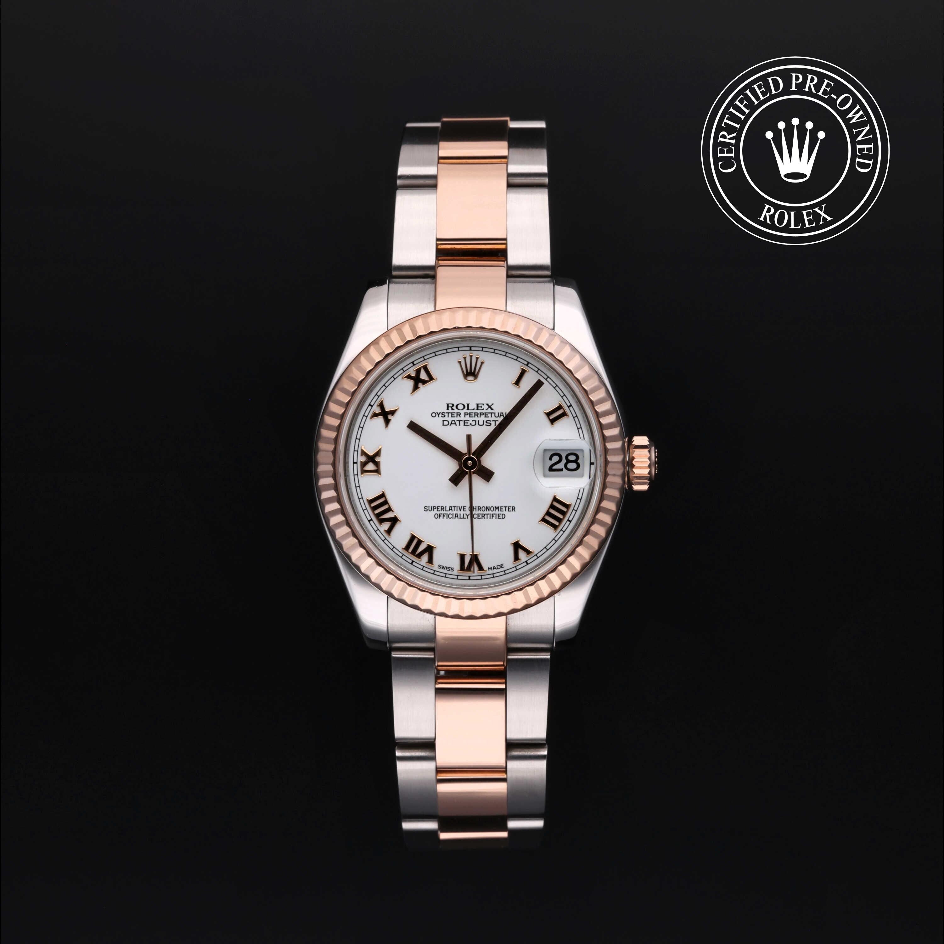 Rolex Certified Pre-owned Lady Datejust M178271-0044 front on black background