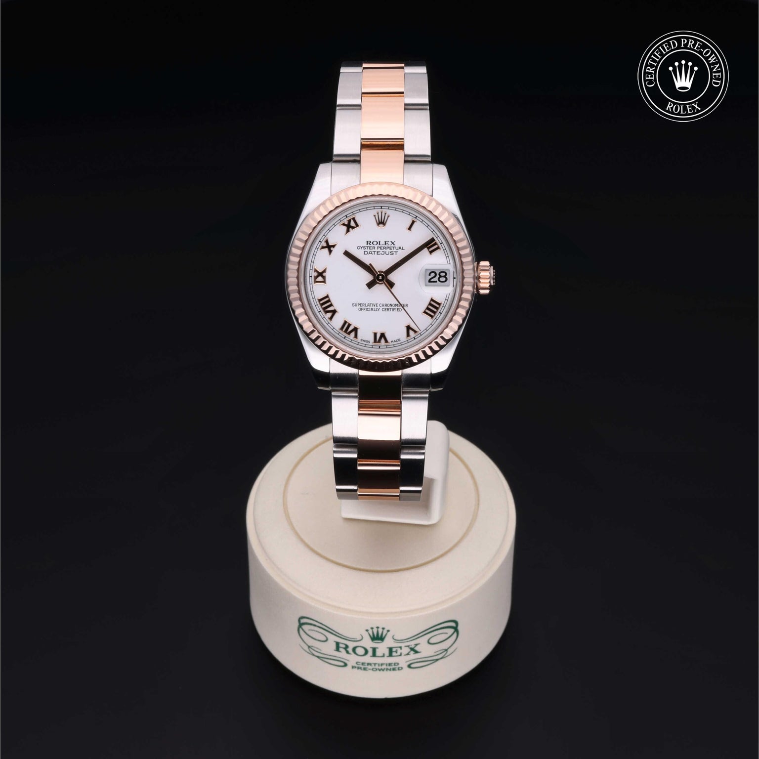Rolex Certified Pre-owned Lady Datejust M178271-0044 front on black background