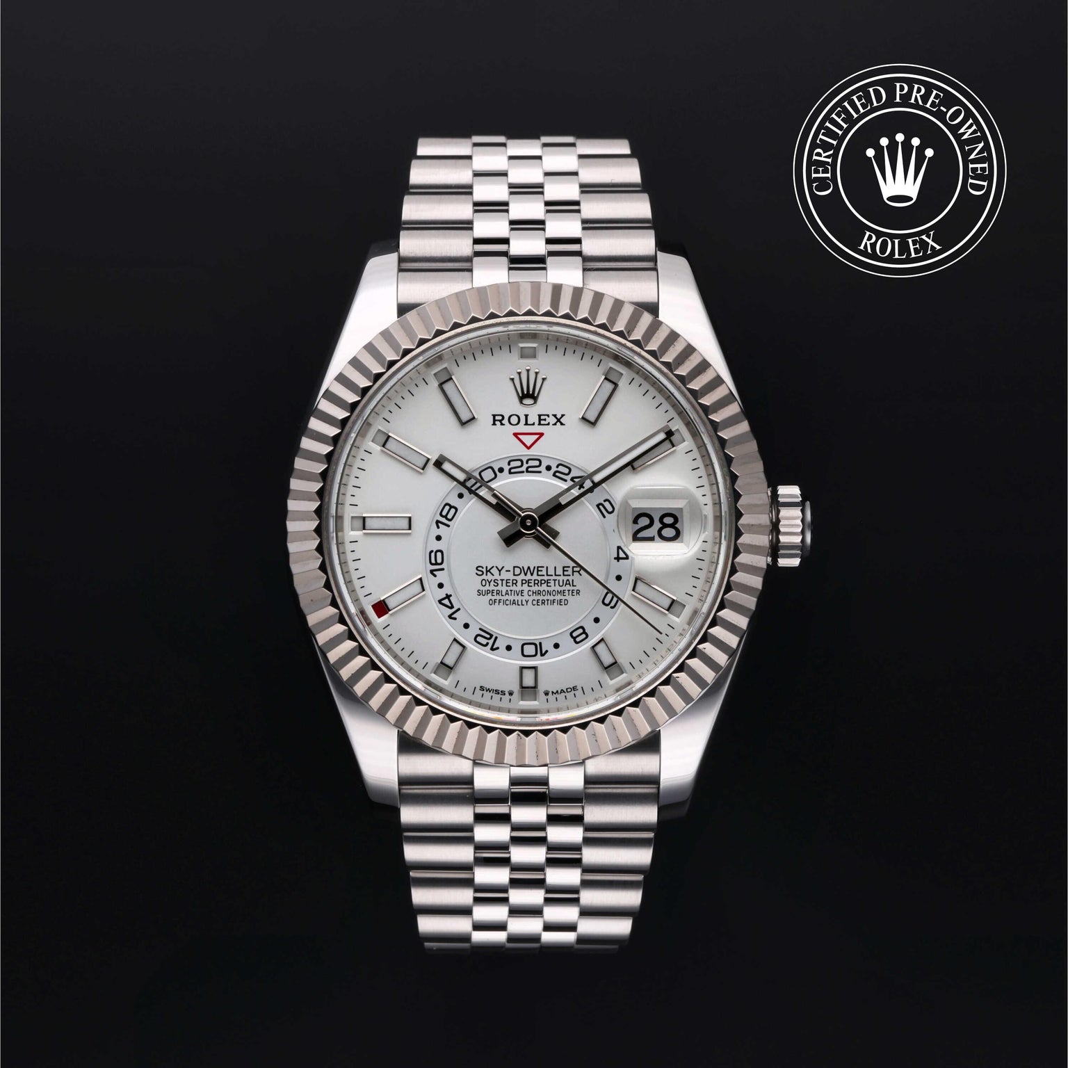 Rolex Certified Pre-owned Sky-Dweller M336934-0004 front on black background