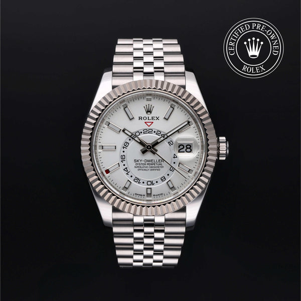 Rolex Certified Pre-owned Sky-Dweller M336934-0004 front on black background