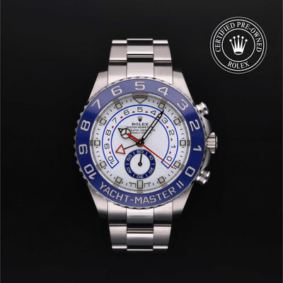 Rolex Certified Pre-owned Yacht-Master M116680-0002 front on black background