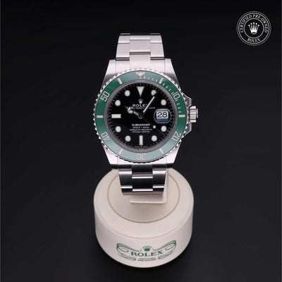 Rolex CPO Submariner M126610LV front on white background