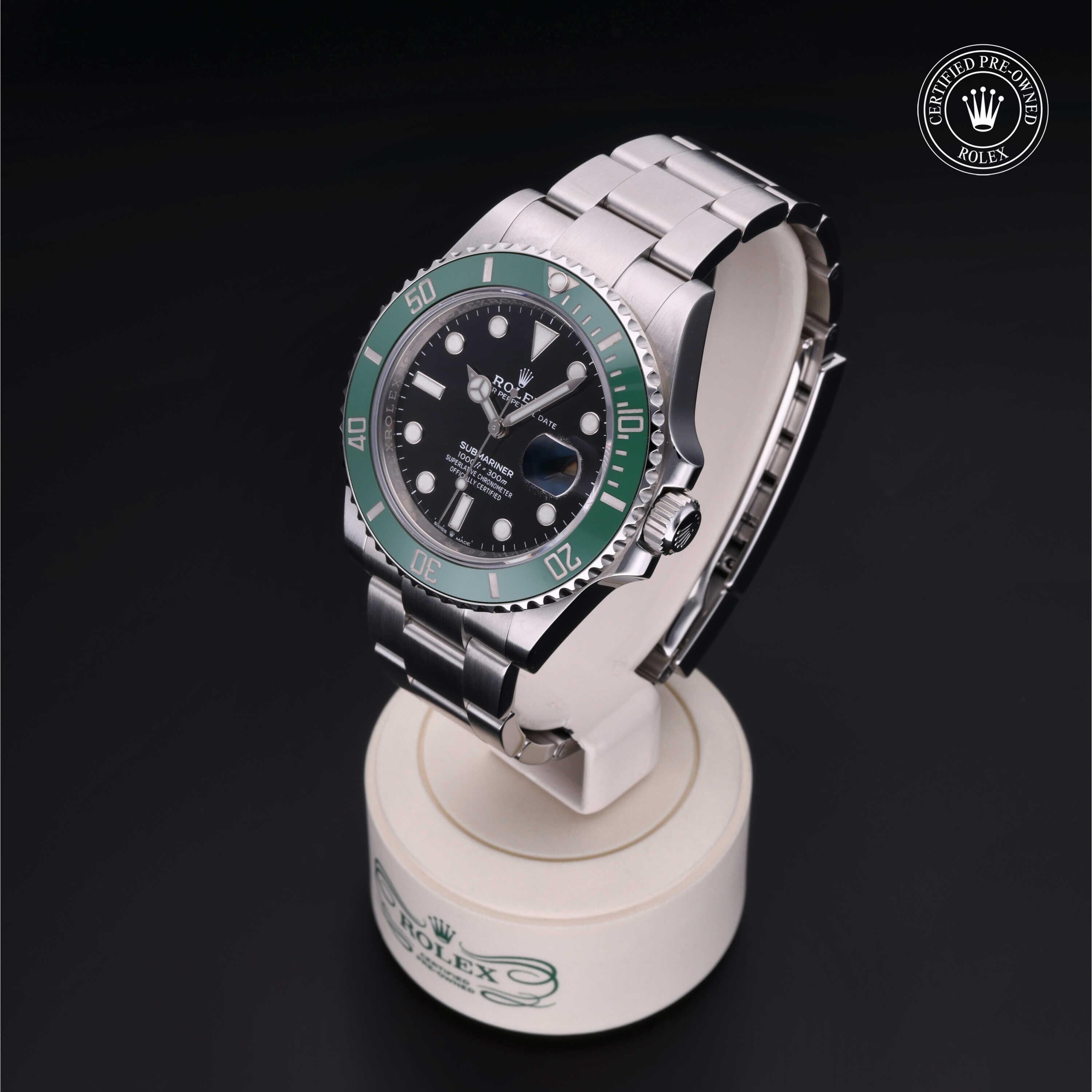 Rolex CPO Submariner M126610LV front on white background