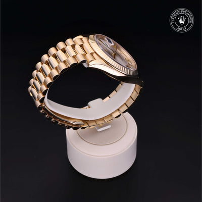 Rolex Certified Pre-owned Day-date M228238-0023 front on black background