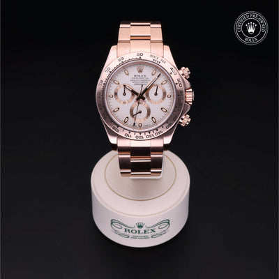 Rolex Certified Pre-owned Daytona M116505-0005 front on black background