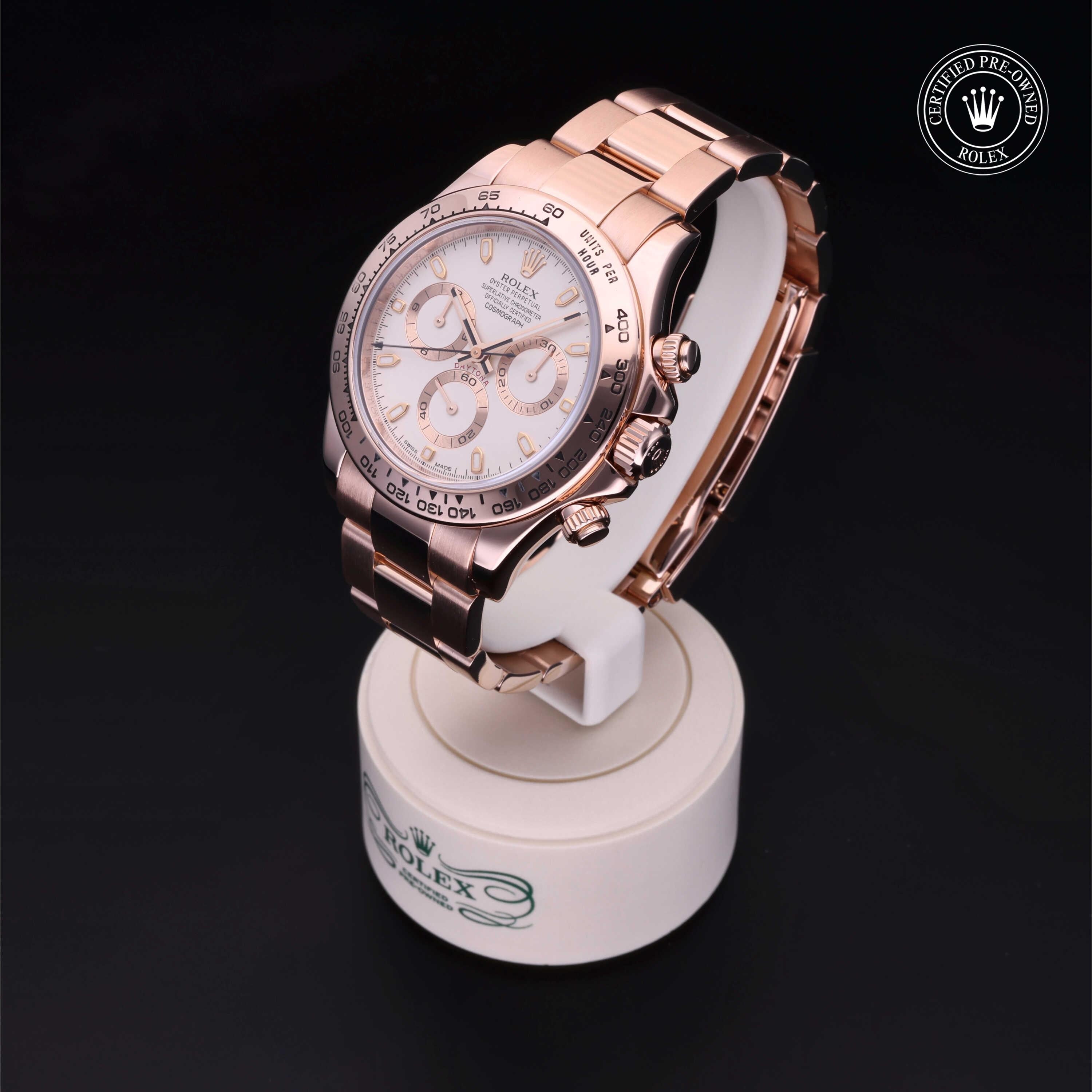 Rolex Certified Pre-owned Daytona M116505-0005 front on black background