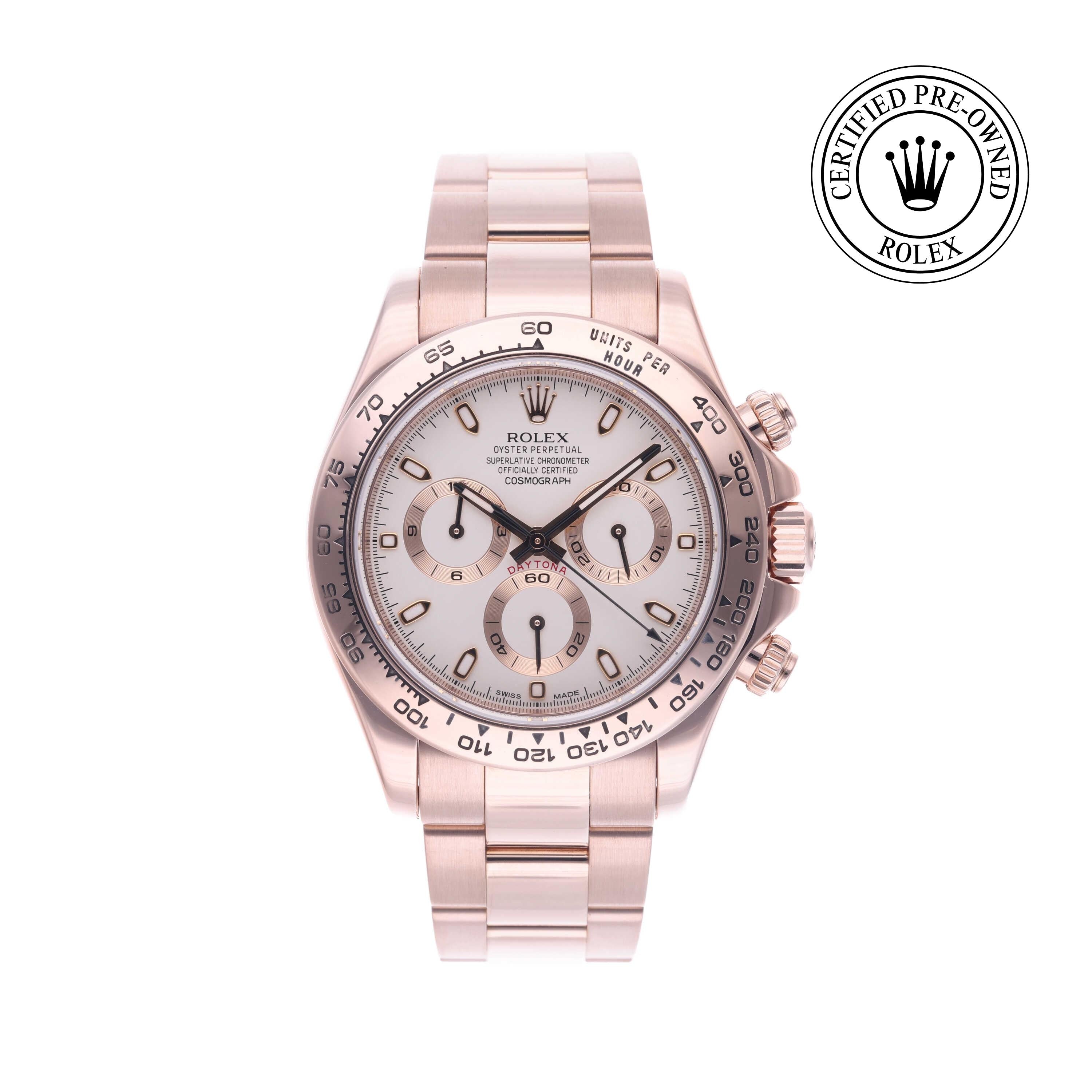 Rolex Certified Pre-owned Daytona M116505-0005 front on white background