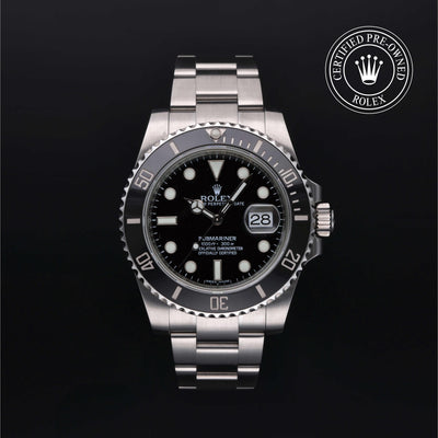 Rolex CPO Submariner M116610LN front on white background