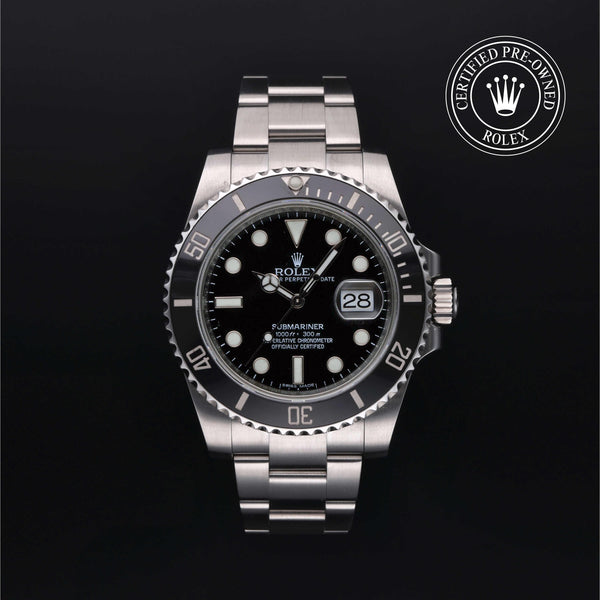 Rolex CPO Submariner M116610LN front on white background