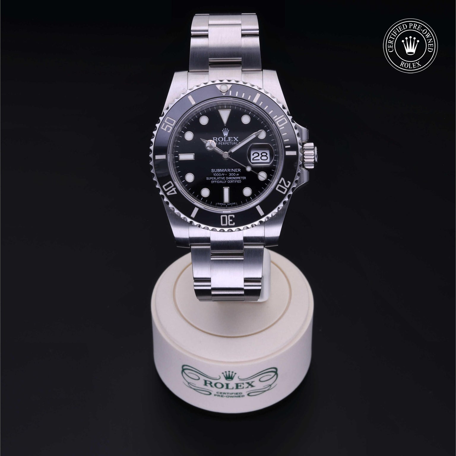 Rolex CPO Submariner M116610LN front on white background
