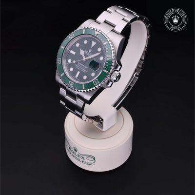 Rolex Certified Pre-owned Submariner M116610LV-0002 front on black background