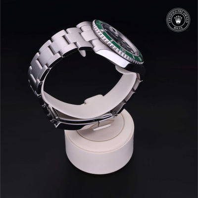Rolex Certified Pre-owned Submariner M116610LV-0002 front on black background