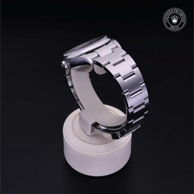 Rolex CPO Oyster Perpetual M126000 front on white background