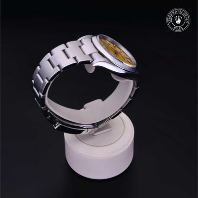 Rolex CPO Oyster Perpetual M126000 front on white background