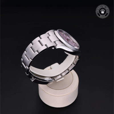 Rolex Certified Pre-owned Oyster Perpetual M126000-0008 front on black background