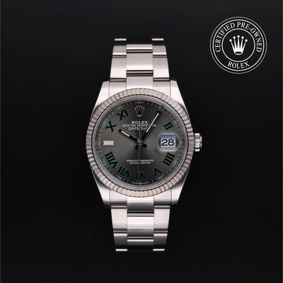 Rolex Certified Pre-owned Datejust M126234-0046 front on black background