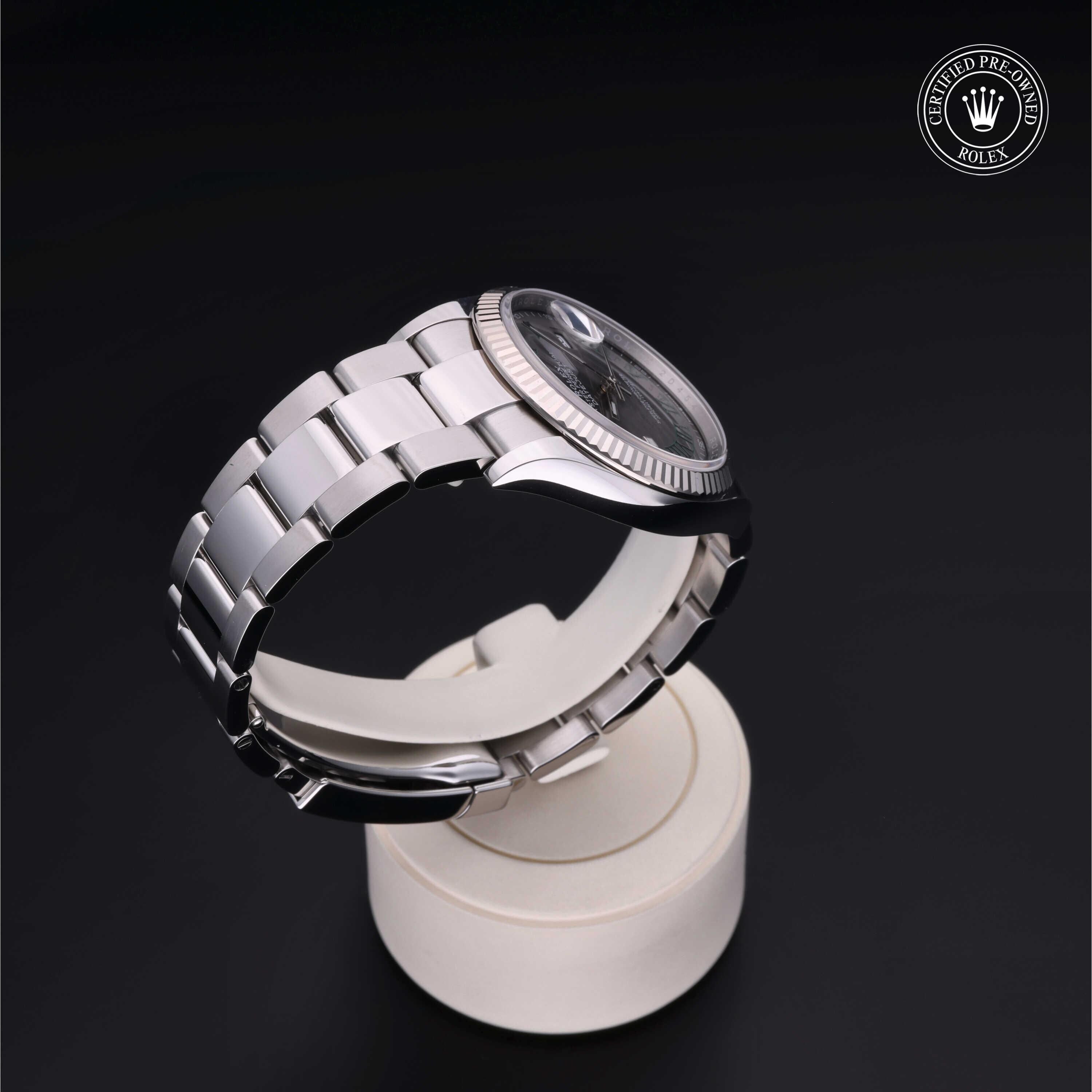 Rolex Certified Pre-owned Datejust M126234-0046 front on black background