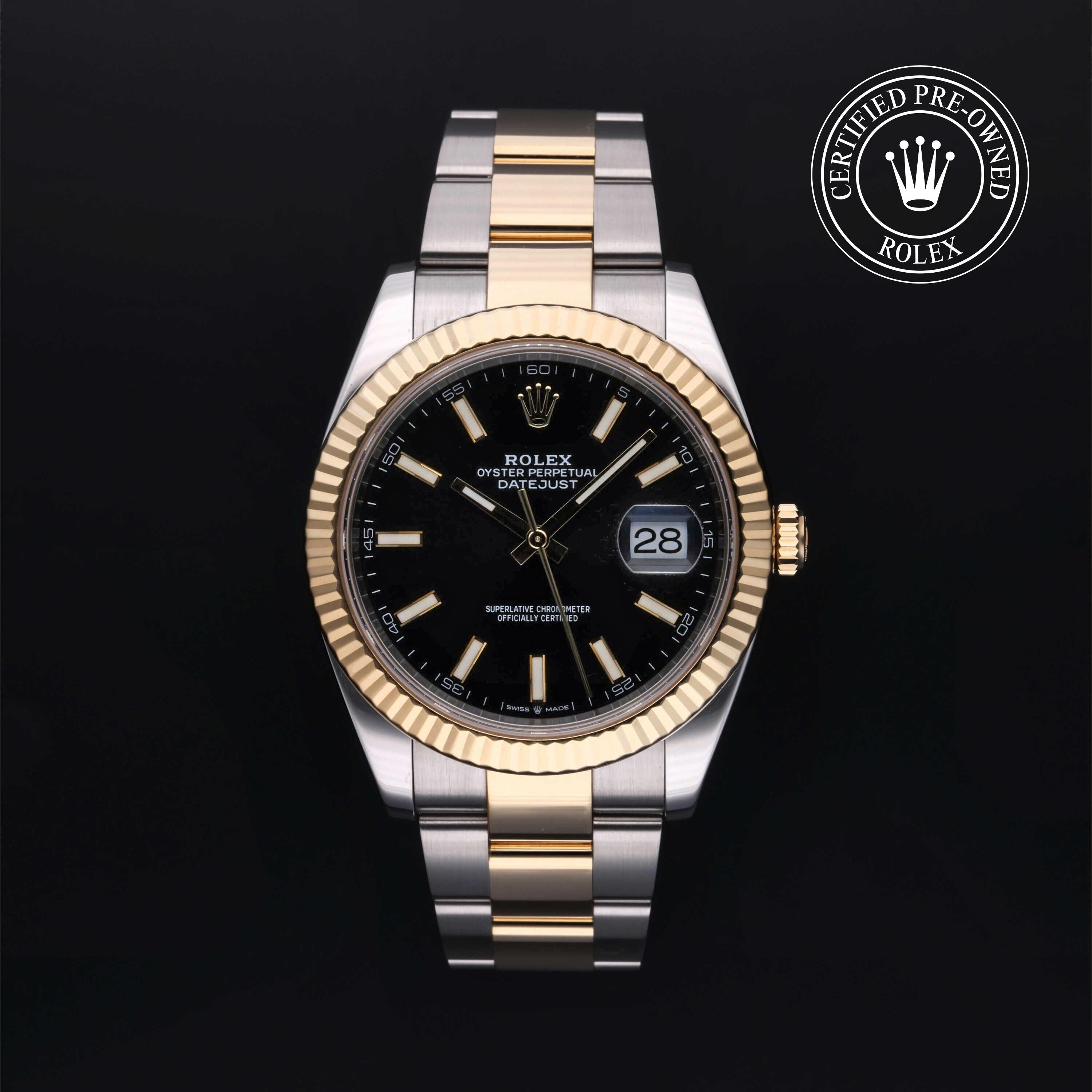 Rolex Certified Pre-owned Datejust M126333-0013 front on black background