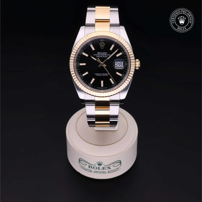Rolex Certified Pre-owned Datejust M126333-0013 front on black background