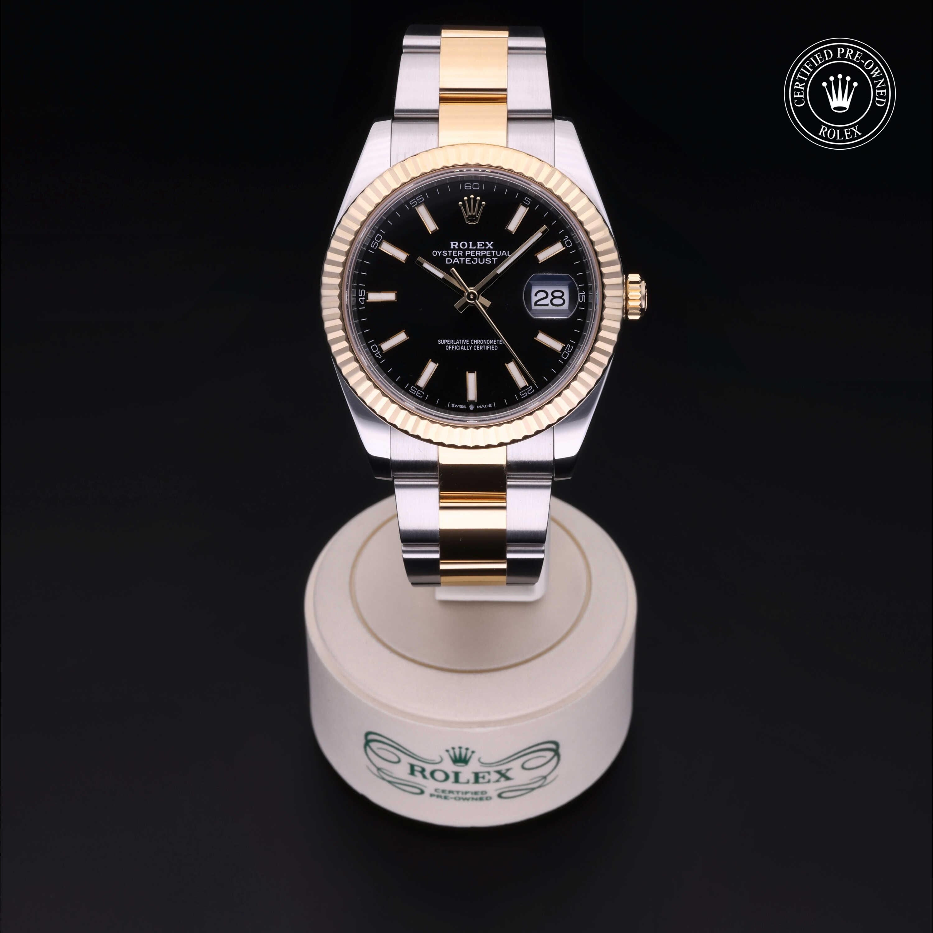 Rolex Certified Pre-owned Datejust M126333-0013 front on black background