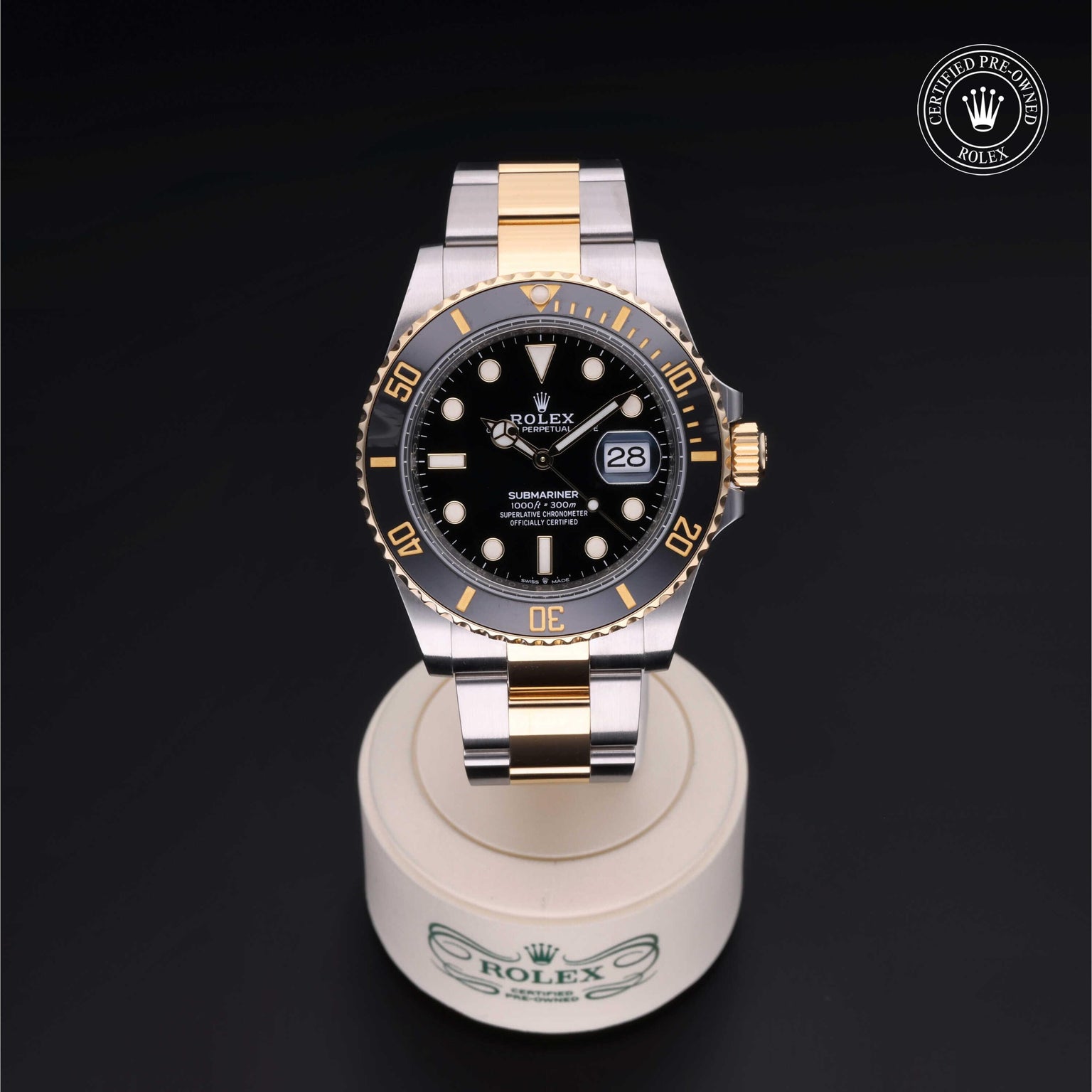 Rolex Certified Pre-owned Submariner M126613LN-0002 front on black background