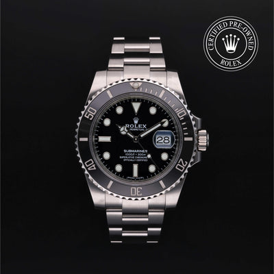 Rolex Certified Pre-owned Submariner M116610LN-0001 front on black background
