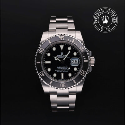 Rolex Certified Pre-owned Submariner M116610LN-0001 front on black background