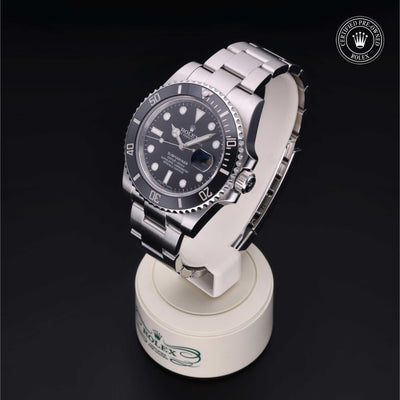 Rolex Certified Pre-owned Submariner M116610LN-0001 front on black background