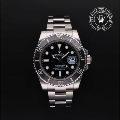 Rolex Certified Pre-owned Submariner M116610LN-0001 front on black background
