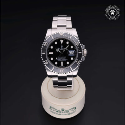Rolex Certified Pre-owned Submariner M116610LN-0001 front on black background