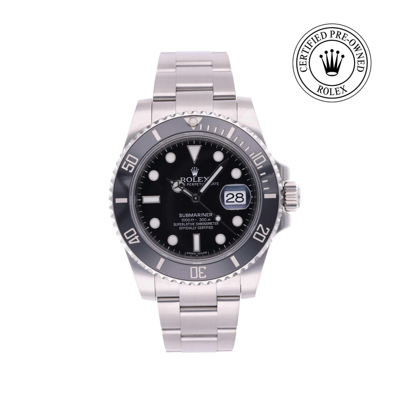 Rolex Certified Pre-owned Submariner M116610LN-0001 front on white background
