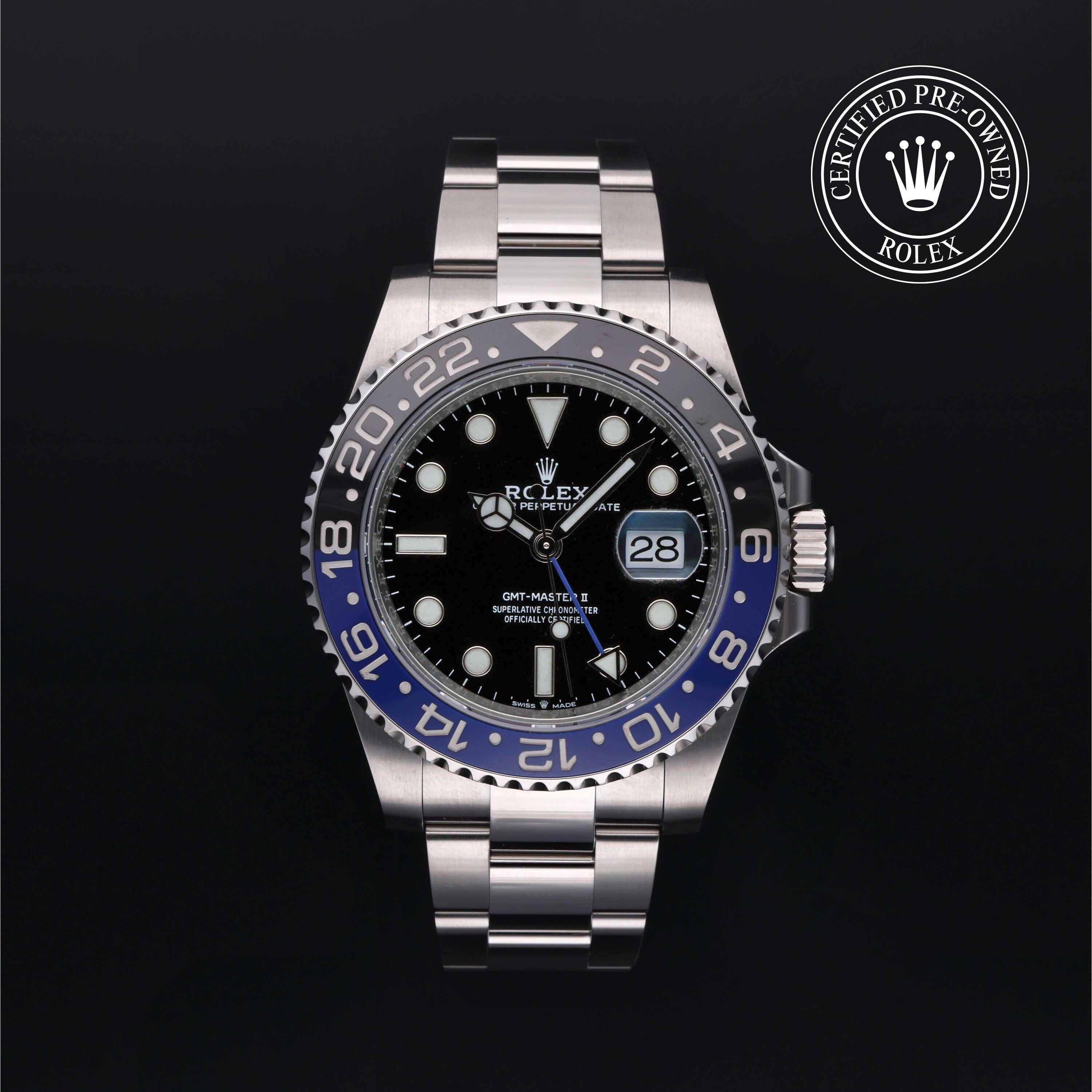 Rolex CPO GMT M126710BLNR front on white background