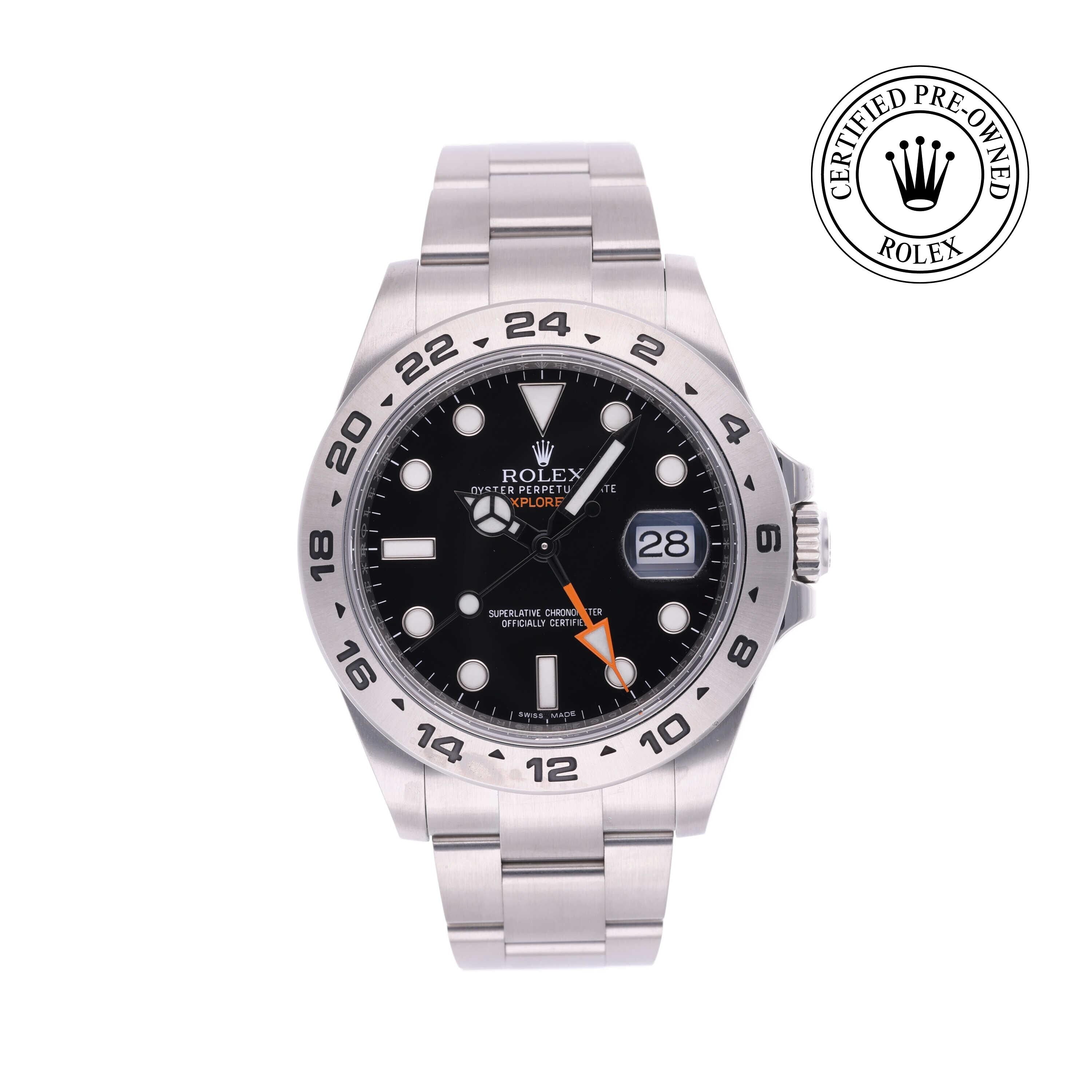 Rolex Certified Pre-owned Explorer M216570-0002 front on white background