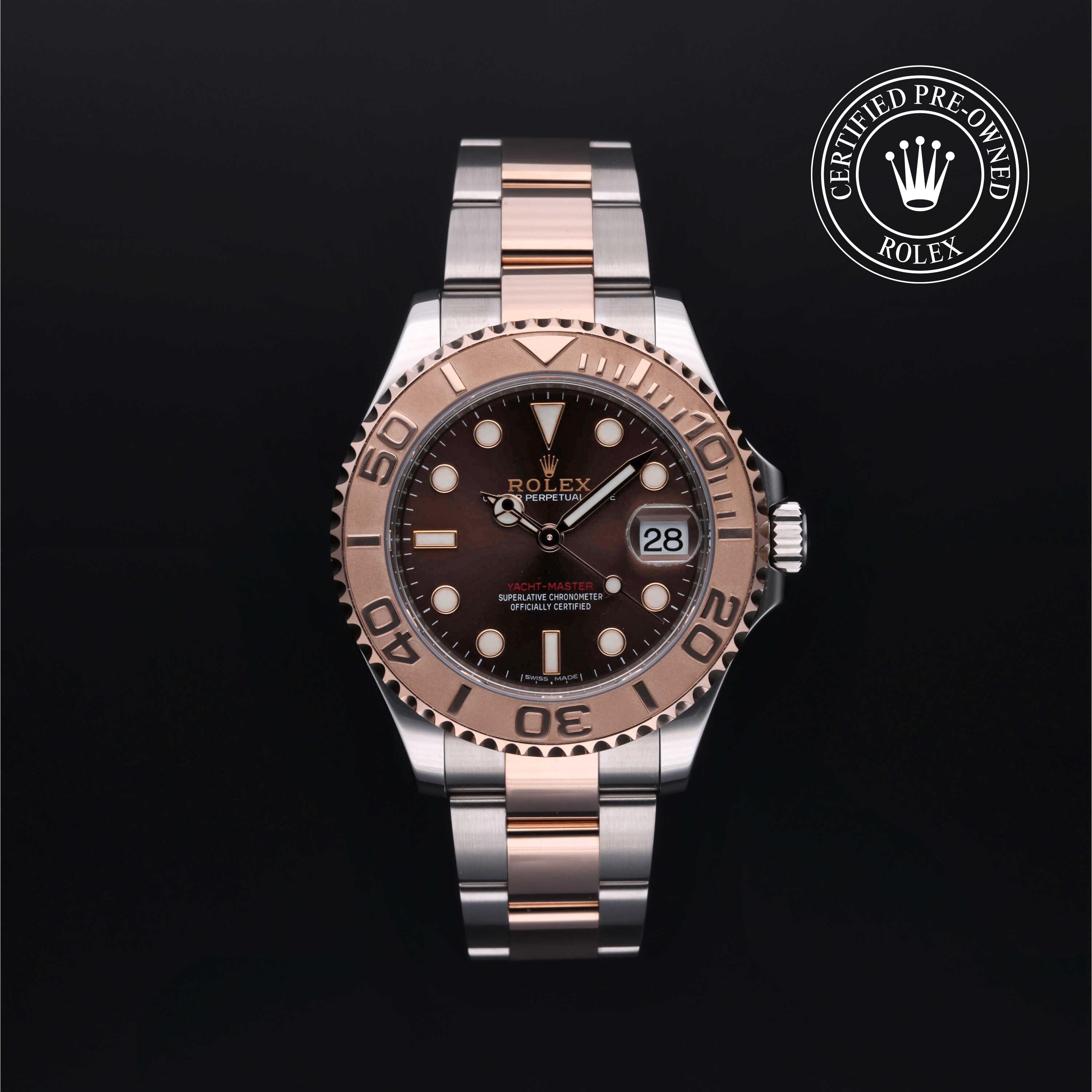 Rolex Certified Pre-owned Yacht-Master M268621-0003 front on black background